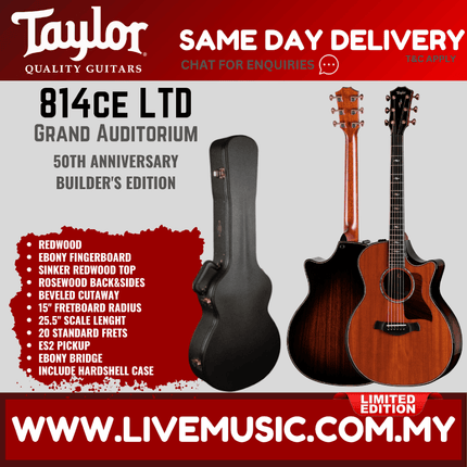 Taylor Builder's Edition 814ce-LTD 50th Anniversary RW/Redwood Grand Auditorium Acoustic Guitar w/Case