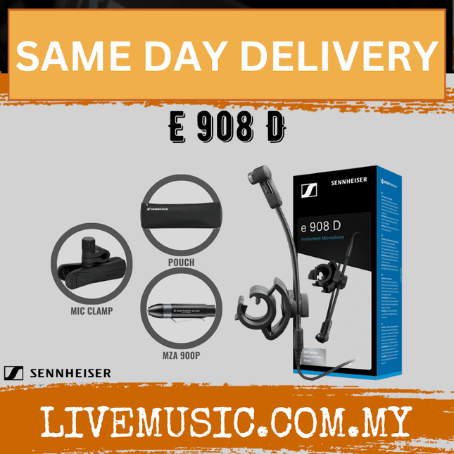 Sennheiser E 908 D Clip-on Condenser Microphone for Drums and Percussion (E908D/E-908D)