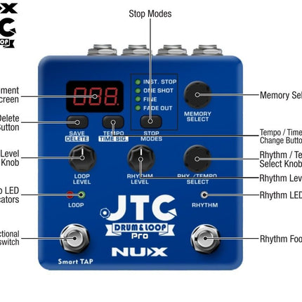 NUX NDL-5 - JTC Drum Loop Pro - Dual Switch Looper Pedal (NDL5)