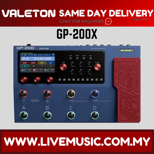 Valeton GP-200X Guitar Multi-Effect Amp Simulator w/Hardcase - ( GP200X / GP 200X / GP-200 / GP200 )
