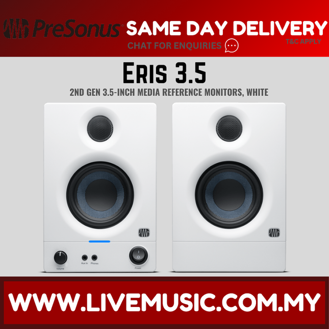PreSonus Eris 3.5 Studio Monitor, Pair - White / Black ( Eris 35 ) Replace Eris E3.5 / E35