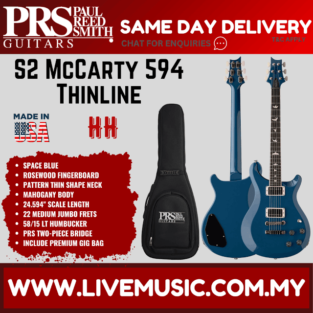 PRS S2 McCarty 594 ThinLine Electric Guitar with Bag - Space Blue