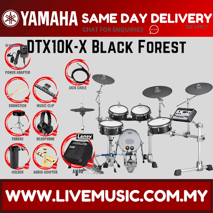 Yamaha DTX10K-X Electronic Drum Set With Amplifier And Drum Throne - Black Forest ( DTX10 / DTX10K / DTX10KX )
