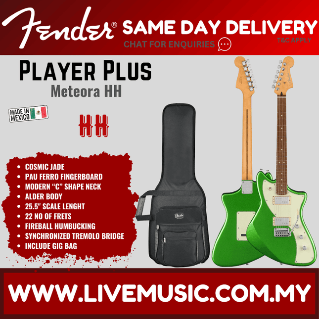 Fender Player Plus Meteora HH Electric Guitar, Cosmic Jade