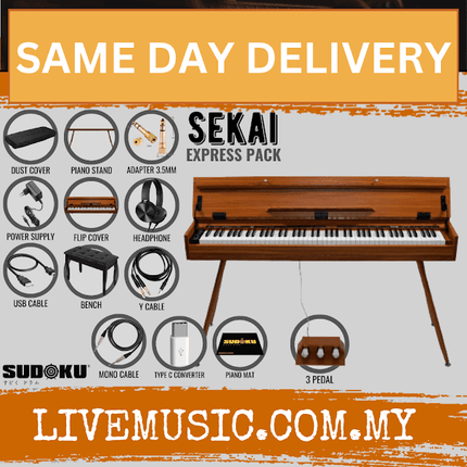 Sudoku Sekai Grand 88-keys Digital Piano Fully Weighted Hammer Action w/Piano Stand, Piano Bench, Headphone, 3 Pedal