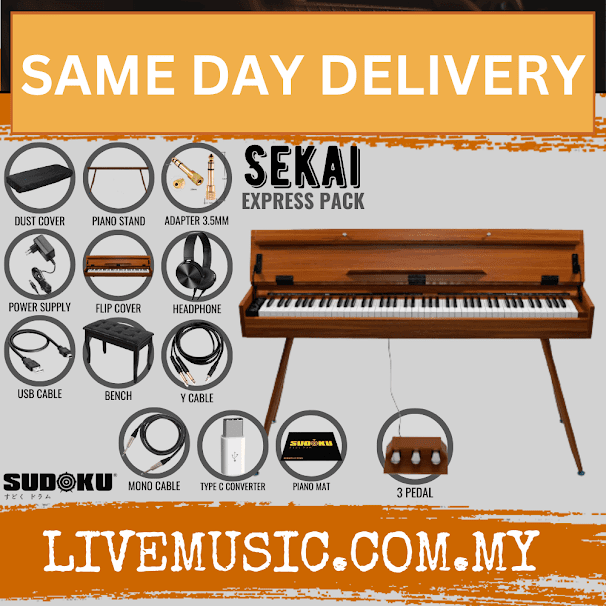 Sudoku Sekai Grand 88-keys Digital Piano Fully Weighted Hammer Action w/Piano Stand, Piano Bench, Headphone, 3 Pedal
