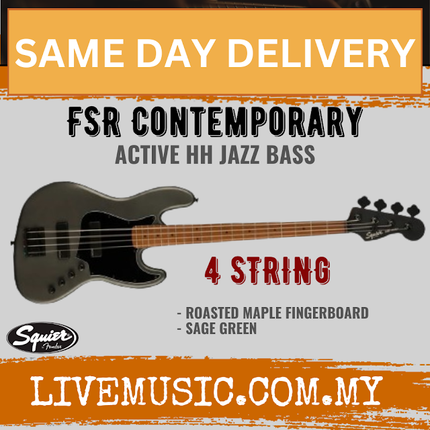 Squier Contemporary Active HH Jazz Bass Guitar, Satin Graphite Metallic