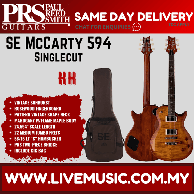 PRS SE Singlecut McCarty 594 Standard Electric Guitar, McCarty Tobacco Sunburst