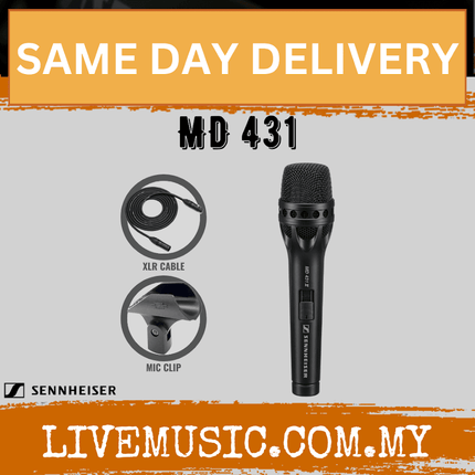 Sennheiser MD431 Handheld Supercardioid Dynamic Microphone with On/Off Switch ( MD-431 )