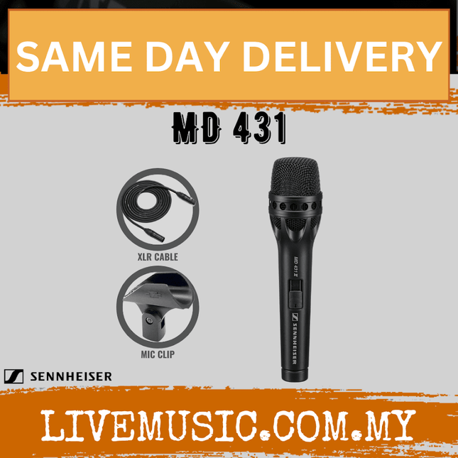 Sennheiser MD431 Handheld Supercardioid Dynamic Microphone with On/Off Switch ( MD-431 )