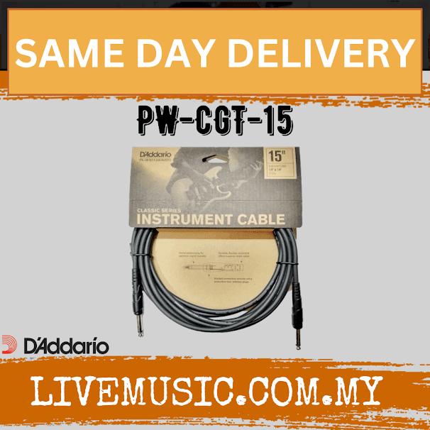D'addario Planet Waves PW-CGT-15 Classic Series Instrument Cable - 15 feet (PWCGT15/DAddario)