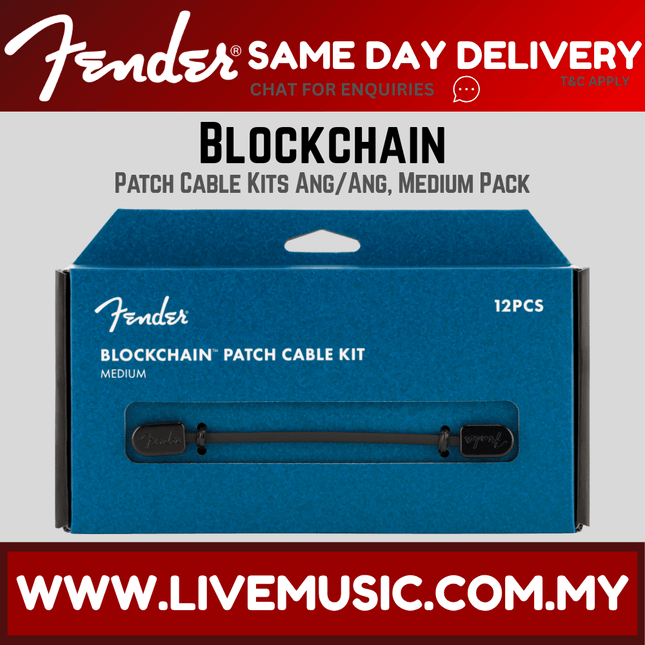 Fender Blockchain patch cable kit medium, black connectors, retail box with 12 pcs