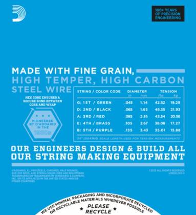 D'Addario EXL165-5 Regular Light Top/ Medium Bottom Nickel Wound 5-string Long Scale Bass - (.045-.135)(DAddario)