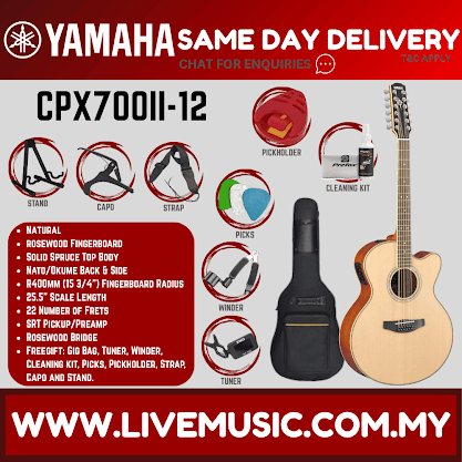 Yamaha CPX700II-12 42" Medium Jumbo Solid Spruce Top Acoustic-Electric Guitar - Natural ( CPX700 12 )
