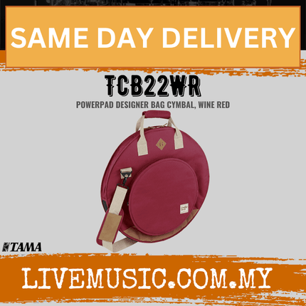 TAMA TCB22-WR 22inch Powerpad Designer Cymbal Bag, Wine Red ( TCB22WR / TCB22 WR )