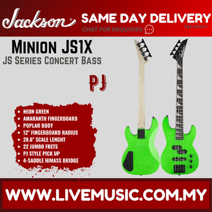 Jackson JS1X JS Series Concert Bass Minion Guitar, Amaranth Fretboard - Neon Green