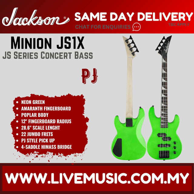Jackson JS1X JS Series Concert Bass Minion Guitar, Amaranth Fretboard - Neon Green