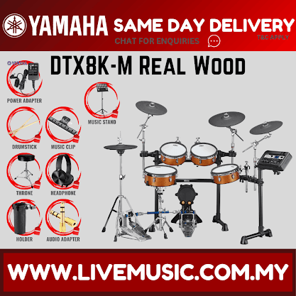 Yamaha DTX8K-M Electronic Drum Set With NUX PA-50 Amplifier And Drum Throne - Real Wood ( DTX8 / DTX8K / DTX8KM )
