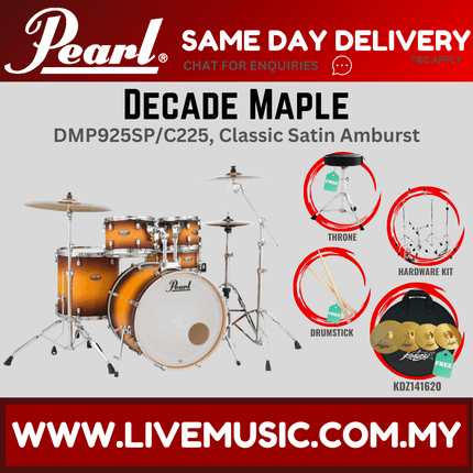 Pearl Decade Maple DMP925SP/C 5-Piece Drum Set with KDZ141620 Cymbals Set and Hardware