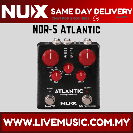 NUX NDR5 Atlantic - Delay & Reverb Effects Pedal (NDR-5)
