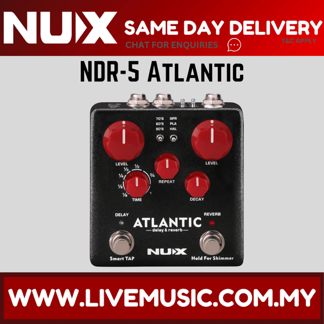 NUX NDR5 Atlantic - Delay & Reverb Effects Pedal (NDR-5)