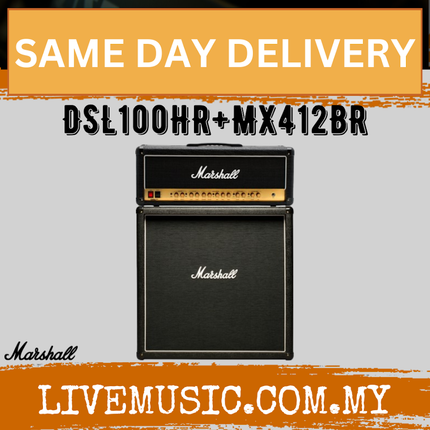 Marshall DSL100HR+MX412BR - 100 Watt Tube Amplifier Head with 240 Watt Straight Cabinet Amplifier (DSL100HR/MX412BR)