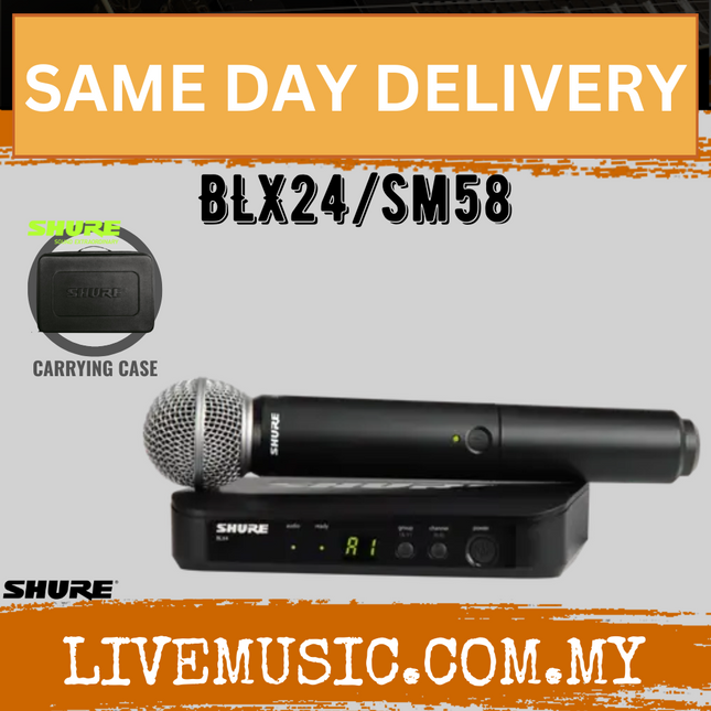Shure BLX24/SM58 Handheld Wireless System, BLX4 Receiver & BLX2/SM58 Handheld Transmitter ( BLX24-SM58 / BLX24SM58 )