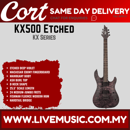 Cort KX500-EDV Etched Mahogany Body Macassar Ebony Electric Guitar With Bag - ( KX500 EDV / KX500EDV )