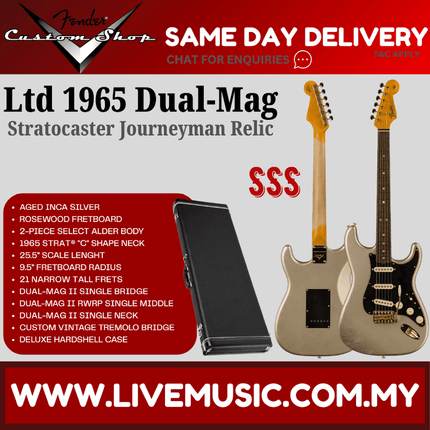 Fender Custom Shop Ltd 1965 Dual-Mag Strat Journeyman Relic Guitar, Aged Inca Silver