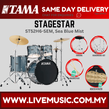 Tama Stagestar ST52H6 5-piece Drum Set With Drumsticks and Throne With KDZS141620 Cymbals Set