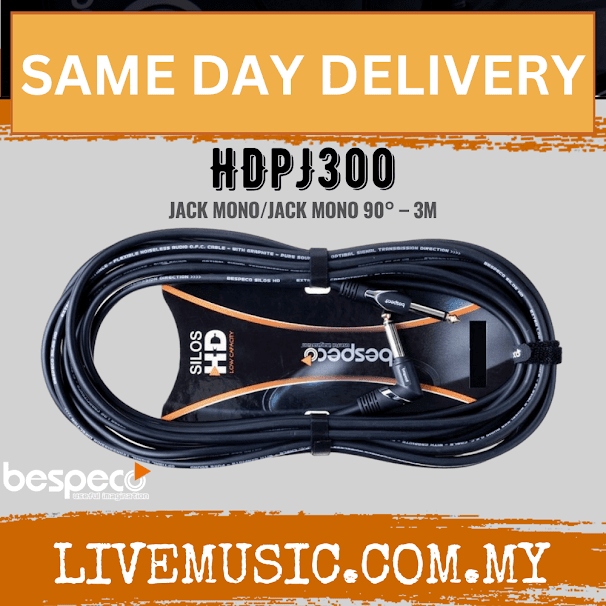 Bespeco HDPJ300 Silos HD Series Instrument Cable Straight to Right 3M ( HDPJ300 )