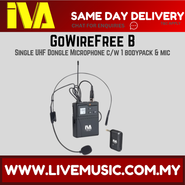 IVA GoWireFree B Single UHF Dongle Microphone c/w 1 bodypack & mic ( GoWireFree B / Go-WireFree B )