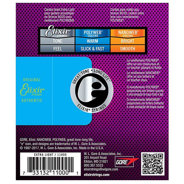 Elixir 11000 Polyweb Coated 80/20 Bronze Acoustic Guitar (10-47)
