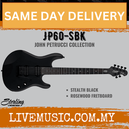 Sterling by Music Man JP60 John Petrucci Signature Electric Guitar Rosewood Fretboard - Stealth Black (JP 60/JP-60)