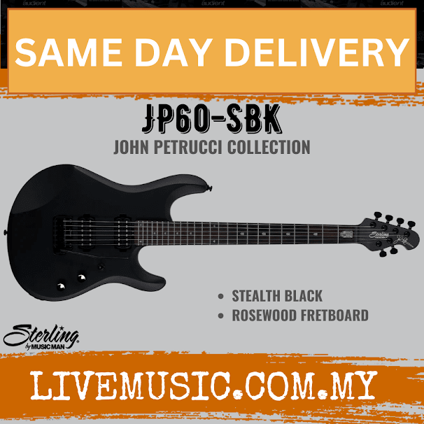 Sterling by Music Man JP60 John Petrucci Signature Electric Guitar Rosewood Fretboard - Stealth Black (JP 60/JP-60)