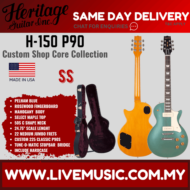 Heritage Custom Shop Core Collection H-150 P90 Electric Guitar with Case, Pelham Blue ( H-150 P90 )