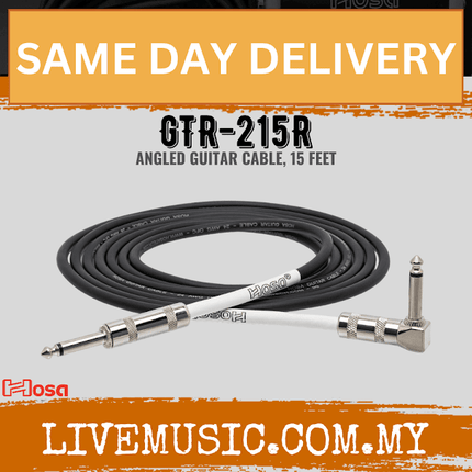 Hosa GTR-215R Guitar Cable, Right Angled, 15ft (GTR215R/GTR 215R)