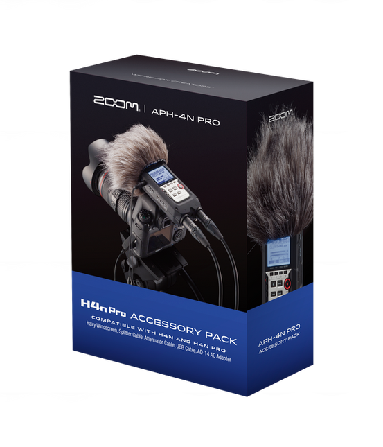 Accessory pack box with microphone windscreen for Zoom H4n Pro recorder