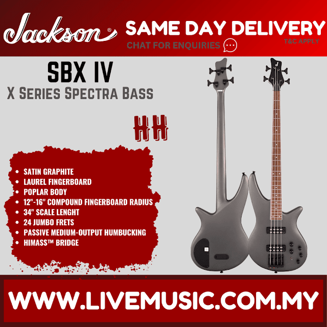 Jackson X Series Spectra SBX IV 4-String Bass Guitar, Laurel Fretboard - Satin Graphite