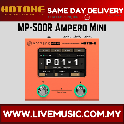 Hotone MP-50OR Ampero Mini Guitar Multieffects Pedal w/9V adapter, Orange ( MP 50OR / MP50OR )