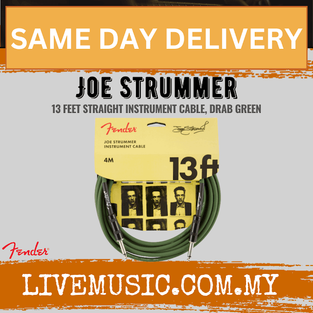 Fender Joe Strummer 13 feet Instrument Cable, Drab Green