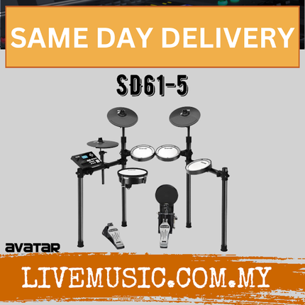 AVATAR SD61-5 8-Piece Mesh Kit Electric Drum Set With Drum Throne, Headphone And Drumstick ( SD615 / SD61 5 )