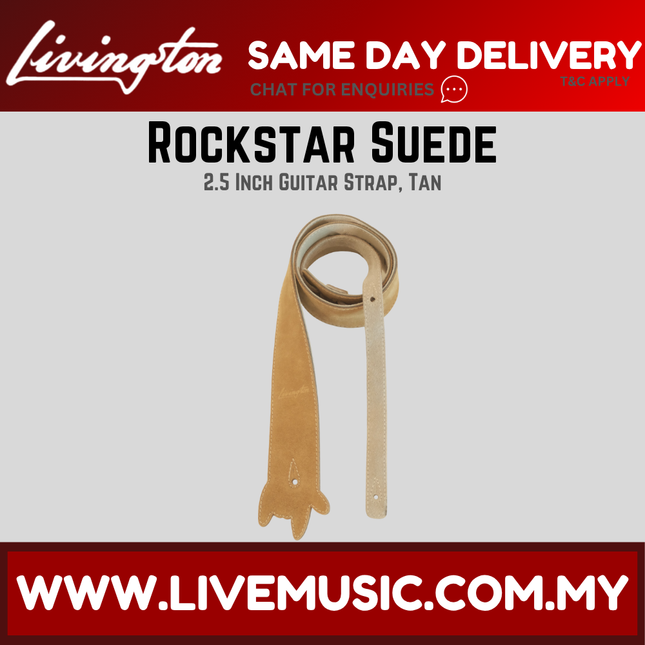 Livingston RST-25 2.5 Inch Rockstar Suede Guitar Strap,Tan ( RST25 RST 25 )