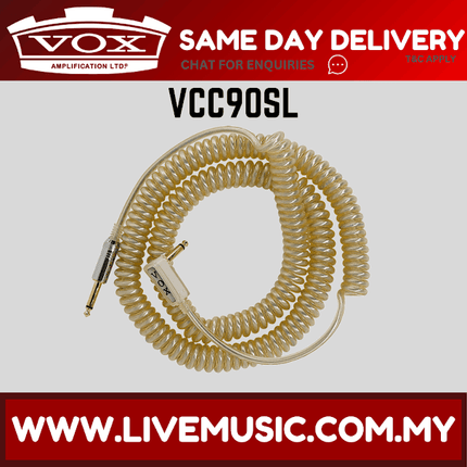 Vox VCC90 9M Vintage Coiled Guitar Cable - Silver (VCC-90/VCC 90)