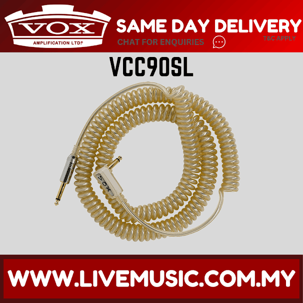 Vox VCC90 9M Vintage Coiled Guitar Cable - Silver (VCC-90/VCC 90)