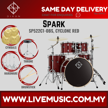 Dixon Spark Standard SP522C1 5-Piece Drum Kit w/Hardware+3 Cymbals
