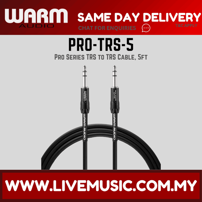 Warm Audio Pro Series TRS to TRS Cable, 5ft ( PRO-TRS-5 PROTRS5 )