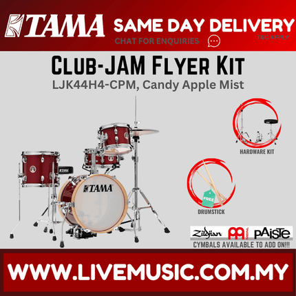 Tama LJK44H4-CPM Club-JAM Flyer 4-Piece Drum Kit with Hardware and Throne - Candy Apple Mist ( NO CYMBAL / LJK44H4 AQB / LJK44H4AQB )