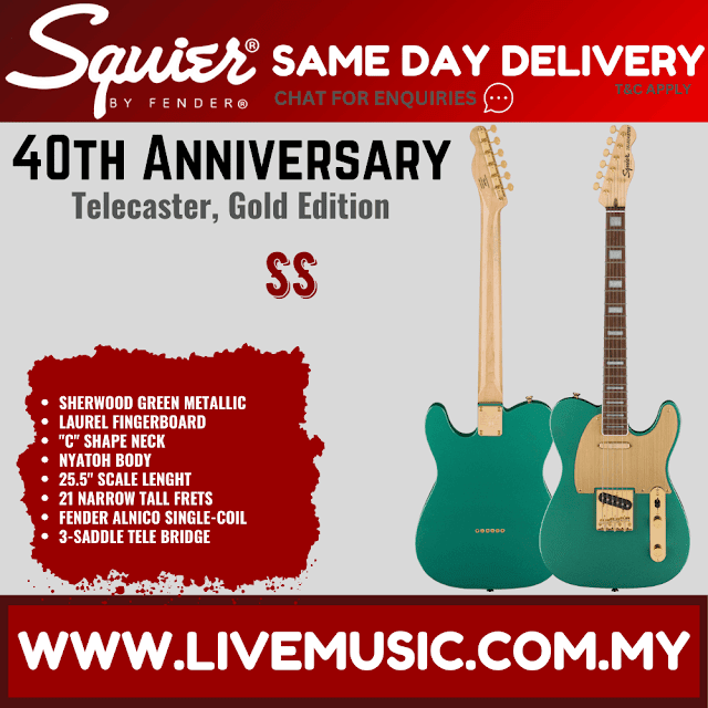 Squier 40th Anniversary Gold Edition Telecaster Electric Guitar, Sherwood Green Metallic
