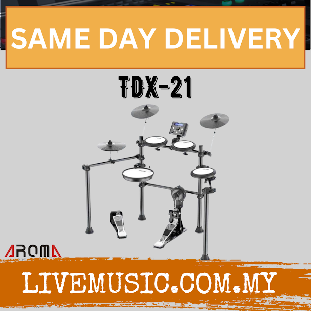 AROMA TDX21 Digital Drum Set With Mesh Finish Drum Pad & Kick Tower With Drumstick And Drum Throne (TDX 21 / TDX-21 )